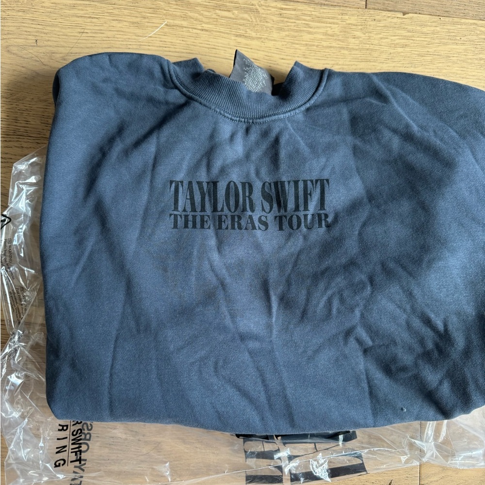Taylor Swift Eras Tour Blue Crewneck W/ Int'l. Dates Small